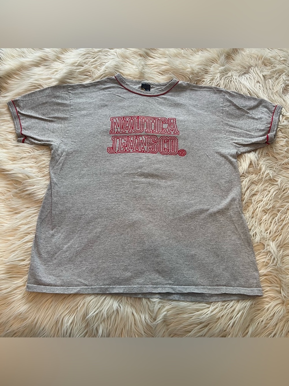 Vintage Y2K Nautica Jeans Co Faded Ringer Baseball Spellout T Shirt Size Large L